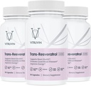 Vitruvin Trans-Resveratrol 500mg, 3瓶装, Vegan, Non-GMO, Gluten-Free, Gelatin-Free. 维特鲁文·Trans-Resveratrol 500mg, 3瓶装, Vegan, Non-GMO, Gluten-Free, Gelatin-Free.