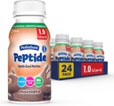 PediaSure Peptide 1.0 Cal,24 Cal,24 Callete,Balanced 营养为有GI条件的孩子们,基于Peptide的公式,配有7g蛋白和预生素,用于口服或管饲料,Chocolate,8-fl-oz瓶