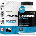 更新活动 L- Arginine 补编 1000MG,用于服务 - 强度和耐力,蛋白质合成和肌肉功能所必需,物理性能助推器 - 在加拿大制造 - 120片
