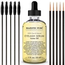 Majestic Pure Castor Oil Earlash Serum - 带有苹果 & Argan Stem Cells - 用于更长厚的眼睫毛,眉毛 & 头发的眼发生长液 - 免费的Mascara Brush & Eyliner 应用器 - 1 fl oz