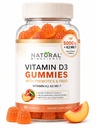 糖无维生素D3 K2 Gummys - 维生素D3 Gummys 5000 IU+K2 MK7 80 mcg,K2 D3 维生素补充成人,维生素D K2 用于骨,伊敏,心,木,无胶,非GMO,天然桃花