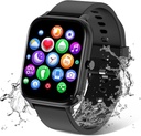 女子智能观察与iPhone Samsung Android Phone兼容 1.83英寸全触摸屏幕 IP68 防水蓝TOY 健身跟踪心率/睡眠监视器,黑色