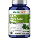 NusaPure Alpha Lipoic Acid 600 mg / service 180 Veggie Capsules (Vegetarian、N-GMO、Vegan)