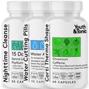 青春与汤力 雕塑 Shred Cleanse Detox 3X 重量损失药丸: Appetite 抑制剂, Fat Burner, Energy Booster & Nighttime Cleanse for Det - 120 药丸