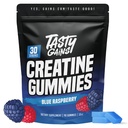 TASTY GINES Creatine Gummys - 90g of Creatine Monohydrate - 工作补充 - 构建肌肉和男与女的强大力量 - 在美国制造 - 非转基因 - Vegan 友好型(Large, Blue Raspberry)