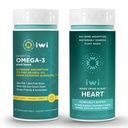 Iwi Omega-3 基本和心脏 Omega-3 Bundle, 30名服务员, Vegan 植物型藻 Omega 3, Krill 和鱼油替代品, 无鱼味余料