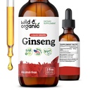 Wild & Organic Korean Red Ginseng 提取滴 - Panax Ginseng 免疫支持补充剂 - 整体健康液体根纹 - Vegan,糖和无酒精 - 2 fl oz
