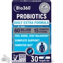 消化卫生和免疫支持额外强力Probiotic,60亿CFU & 15 Strains,Gut Health Probiotics for Man and Women Probiotics 支持偶尔便秘,腹泻,气和布洛廷,30CT