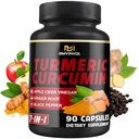 Turmeric Crucumin 补充剂 - 95% Crucuminoids 配姜,苹果苹果苹果苹果醋,黑辣椒 - 90 计 - 3个月供应量