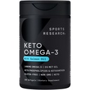 体育研究 • Keto Omega Fish Oil 1400mg - 与Astakanthin & Coconut MCT Oil的全谱 Omega-3 Blend - Keto认证,Soy & Gluten-Free(120软胶)