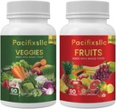 水果和Vegi Capsules 100% 天然超食品 天然能源水平,男女,2,180个计数-90和水果90