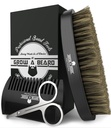胡子刷 男人和熊 Comb set w/Mustache 剪刀 Groming Kit, 自然野猪 Bristle Brush, 双动作木头刷, 和旅行袋大 圣诞礼物