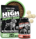 BULY Max 24/14 高蛋白皮食品(5lbs.)和PUPY 维生素(30个可嚼标签),用于发展与成长包 — 肌肉,Immune,Bone & 消化支持小型和大型育种小狗.