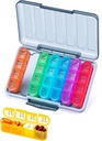 Betife XL 大容量 4 Times a Day Pill Organization, 7 Daily 4 Times Weekly Pill Box, 配有28个药物、维生素和补充剂的比对