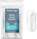 纯Caps USA - 空 Gelatin Pill Capsules 大小 000 ~ 1000 加入 Pills → 清 → 非 GMO 认证 SLS, Gluten, 防腐自由