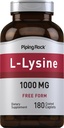 管道摇滚乐 L- Lysine 1000mg | 180 Caplets | 自由形态 | 蔬菜,非GMO, Gluten free