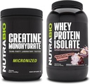 单水合核酸(NutraBio Creatine Monohydrate),无味,500g和Whey蛋白溶液,巧克力浸泡麦卡龙,补充包-肌肉能源,精液肌肉生长,恢复和强力