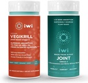 iwi Life Vegikrill & Joint Omega-3 Bundle, 30名服务员,Vegan 植物型藻类 Omega 3, Krill 和鱼油替代品,无鱼味余料