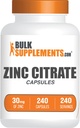 Bulk Assupports.com 锌 Citrate Capsules - 锌的补编,Gluten Free - 30 mg / service, 1 Capsule / service, 240 counter (Pack of 1)