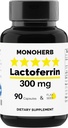 MONOHERB Lactoferrin 每卡普尔300毫克 - 90 蔬菜卡普尔 - 在美国制造