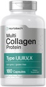 Horbäach Multi Collagen protein 2000 mg + 180 Capsules → 水解的Collagen 类型 I, II, III, V, X → Keto & Paleo Friendly, Non-GMO, Gluten Free Supplement
