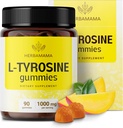 HERBAMAMA L-Tyrosine Gummys - 1000mg L-Tyrosine 大脑清晰度支持 - Vegan,非GMO 能量和焦点补充 - 90 Pectin-基于Mango-Flavorored Chews (中文(简体) ).