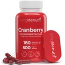 LongLifeNutri Cranberry 提取的维生素C & E -- -- 纯集中配方,每服务500毫克,180个蔬菜卡普勒斯, Urinary Tract Health & Bladder,6个月供应,美国制造