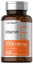 Horbäach Vitamin E Softgel Capsules 200 IU | 90 mg 补充 | 200 Counter | 非GMO 和 Gluten 自由公式