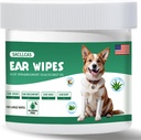 狗耳清洁擦拭 100 计数, 轻度 pH 平衡用于耳蜡, Odor & ltch Relief, 假致无酒精与 Aloe Vera, 小耳安全