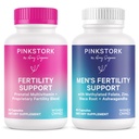 Pink Stork His和Hers 生育率套装:妇女生育率套装、男子生育率套装、生育前维生素套装、维特克斯套装、Inositol套装、福拉特套装、维生素B6套装60卡普尔