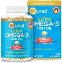 Qunol Omega 3 鱼油微型软胶,1000mg 超纯鱼油,心脏健康支持,Omega 3 DHA 补充品,Lemon Flavor, 2个月供应,120个计数