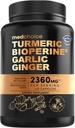 4-in-1 配有 BioPerine 的 Turmeric 和 Garlic 补充剂 – 2360mg 配有 Garlic 的 Turmeric 姜根 配有 Garlic – 高概率 Herbal 混合剂(120 cm)