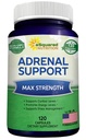 aSquared Endrenal Support & Cortisol管理器补编(120 Capsules)-Adrenal Health w/Vitamin C 复合药丸支持Fatigue & Relief-Ashwagandha, L-Tyrosine, Rhodiola & Ginseng