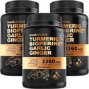 4-in-1 配有 BioPerine 的 Turmeric 和 Garlic 补充剂 – 2360mg 配有 Garlic 的 Turmeric 姜根 配有 Garlic – 高概率 Herbal 混合剂(120 cm,包装为 3)