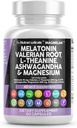 清洁营养素(Melatonin) 10mg Valerian Root L Theanine 200mg Ashwagandha - 给有镁复合物、柠檬浆、香蜜汁、和激情花的妇女和男子提供睡眠支持 -- -- 60章