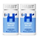 Habit压力缓解补充2 Pack(120 Capsules) - 新的外观,支持放松和Mood平衡,维生素B,适配体,柠檬浆,镇定,Vegan,非GMO