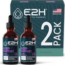 E2H 天然睡眠援助 - 液态梅拉托宁与香蜜酒,Theanine - 睡眠更好,更深,更长 - Vegan,Gluten Free - 提供压力缓解(2瓶)