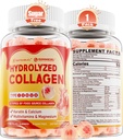 Collagen Peptide Gummys for Women Men, Sugar Free Multi Collagen Supplement, 1400mg 水解Collagen 类型 I II III V X, 5000mcg Biotin, 维生素C A E D3 B6 for Hair, Skin & Nails, Bone, 60Cts