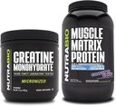 NutraBio Creatine 单水合物,无氟酸盐,(150克)和肌肉基质蛋白粉,(Confetti Cake) 补充包-肌肉能源,最大增殖,恢复,和强度