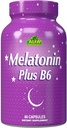 ALFA VITAMINS Melatonin+ B-6 配有 5MG 睡眠周期调控器 - 心血管健康 - 免疫系统 - 60 Capsules