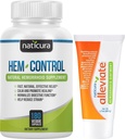 Bundle - Hem-Control Vegan 消化支持补编(180 Counter)和减轻烧、痒和滋养的天然出血减肥奶油(1.7 oz)+2 旅行-尺寸管