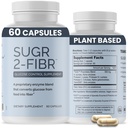POPIVIDA Sugr-2-Fibr - Premium 血糖支持补充*(60个计数) - 支持健康血糖水平* 通过支持葡萄糖代谢制成纤维* - Gluten Free, Non GMO, Veggie Capsules.