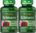 清教徒的荣耀珍品 Echinacea自然全草药草补充400mg,健康饮食补充,免疫系统支持,200快速释放卡普尔,2包