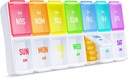 ZIKEE 彩虹周刊药丸组织者 2 Times for Easy Tracking, AM PM药丸案例,大型7天药丸盒 一天两次, BPA 无药丸组织者, 维生素,鱼油, 补充品