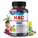 NAC 补编 N-Aetyl Cysteine 富含牛奶硝酸盐, Quercetin - 支持豁免,呼吸卫生和肝脏解毒 → 150 Capsules