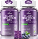 (2 Pack) OALSE 镁锌酸钙 含维生素D3 & K2 高吸收性镁 甘油酸镁- Muscles, Immune & Sleep Support-Sugar Free-Blueberry Flavored-120 计数器