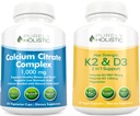 纯综合钙 细胞复合体1000mg + 维生素 D3 125mcg K2 MK7 90mcg - 365 Vegan Capsules + 150 Vegetarian Capsules Bundle - 在美国制造