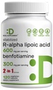 DEL Suppment R Alpha Lipoic Acid 600mg 配有 Benfotiamine 300mg Per service, 120 Vegie Capsules – 200mg R-ALA Per Capsule – 能量和神经系统支持的抗氧化剂补充