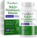 NAD补编,NAD Nicotinamide Riboside Resveratrol 910mg,健康细胞功能高纯度NAD补编,支持NAD水平健康皮肤老化饮食补编120 Capsules