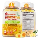 Ginger Chews Gummys for Nausea & Digestive Support, 胃部救济 -- -- 无糖与Turmeric & Odorless Garlic, Quercetin, 维生素D3, C, 美味Digestive Supplements, 60Cts (Pack of 1).